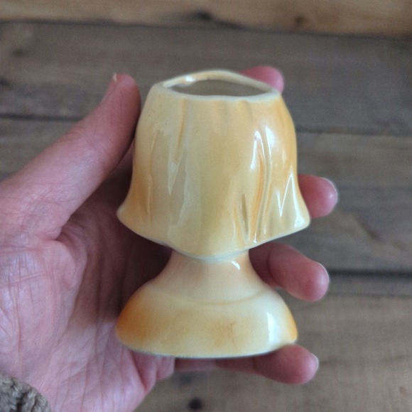 Vtg 3.75" Mini Lady Head Vase Mustard Yellow Hooded Scarf Japan Matching Dress - Picture 7 of 11